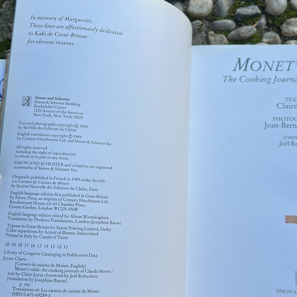VTG 1989 "Monet's Table: The Cooking Journals of Claude Monet" Hardback Book - Picture 5 of 16